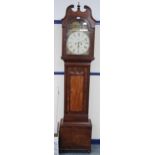 19th century mahogany eight day longcase clock, the 14in dial painted with historical figures from