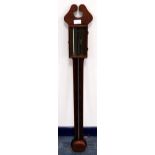 19th century Scottish inlaid mahogany stick barometer, signed to the brass dial, with mercury and