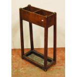 Arts & Crafts 1930s oak stick stand in the manner of Keswick Lake School, decorated with small