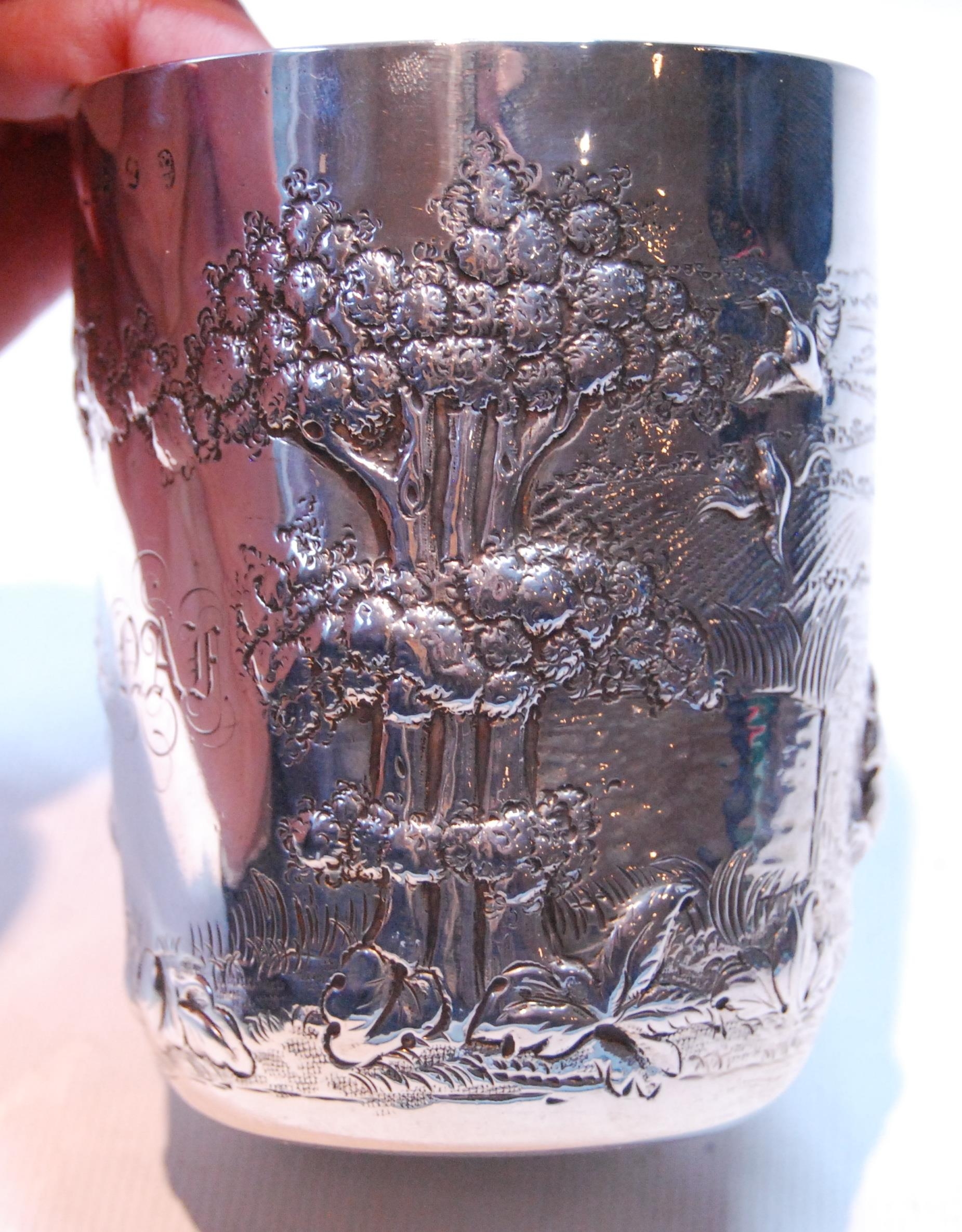 Silver beaker embossed with a huntsman in landscape, maker's mark not clear, Sheffield 1814, 9. - Image 6 of 7