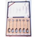 Set of six silver coffee spoons with finials depicting various Scottish castles, Edinburgh 1936,