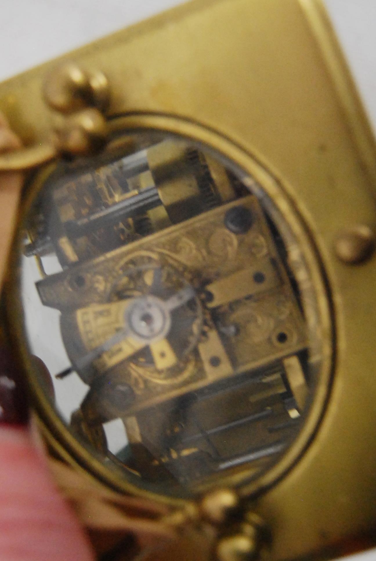 Brass repeater carriage clock with subsidiary seconds dial, with key, 12cm high. - Image 2 of 7