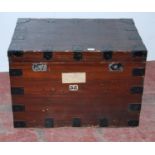 Victorian camphorwood silver chest, the hinged top enclosing a lift-out tray, decorated with painted