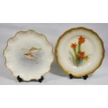 Royal Worcester porcelain botanical cabinet plate, signed W Hale, c. early 20th century, with hand-