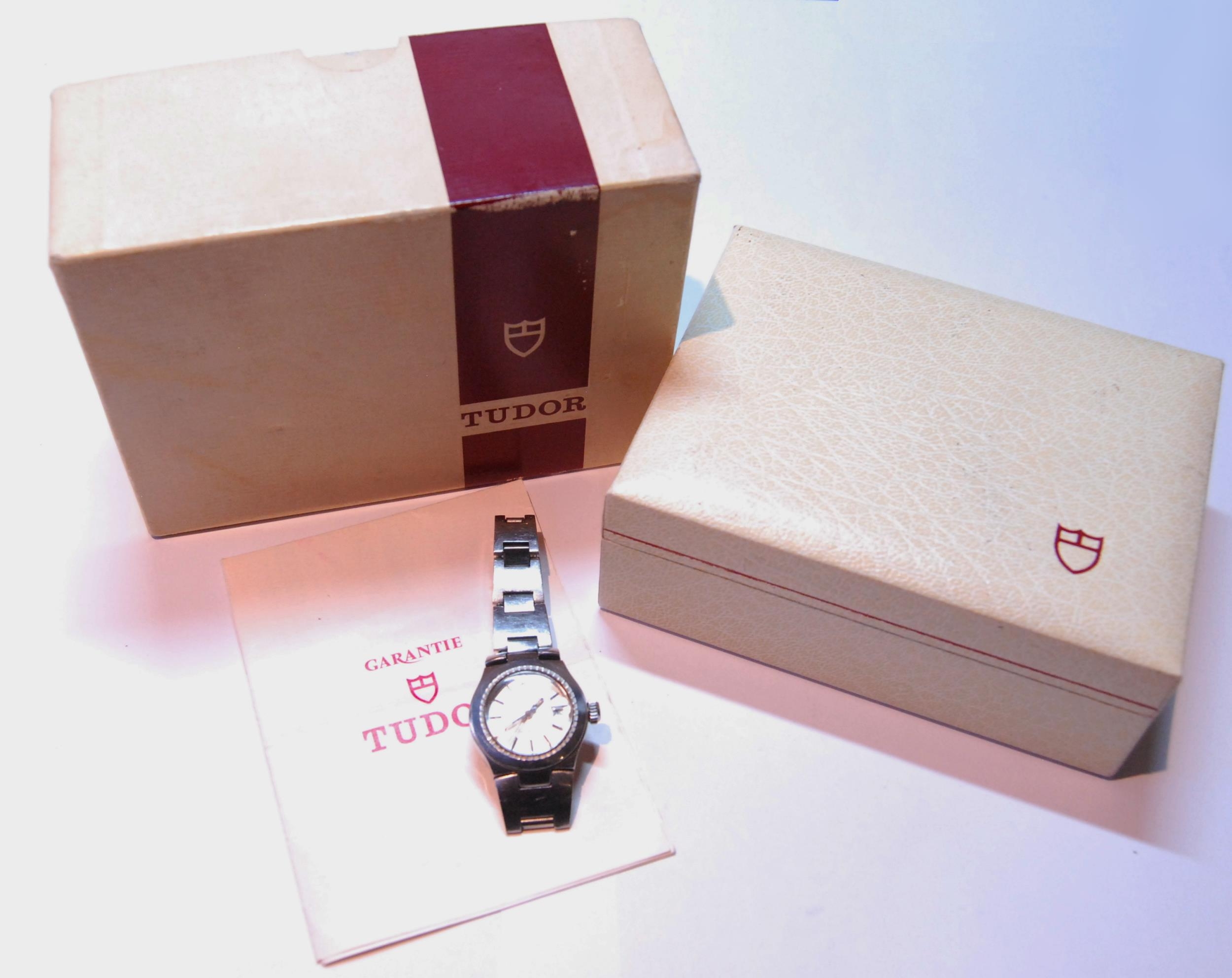 Lady's Tudor Princess Oysterdate bracelet watch, stainless steel, no. 9301, with guarantee for 1981,