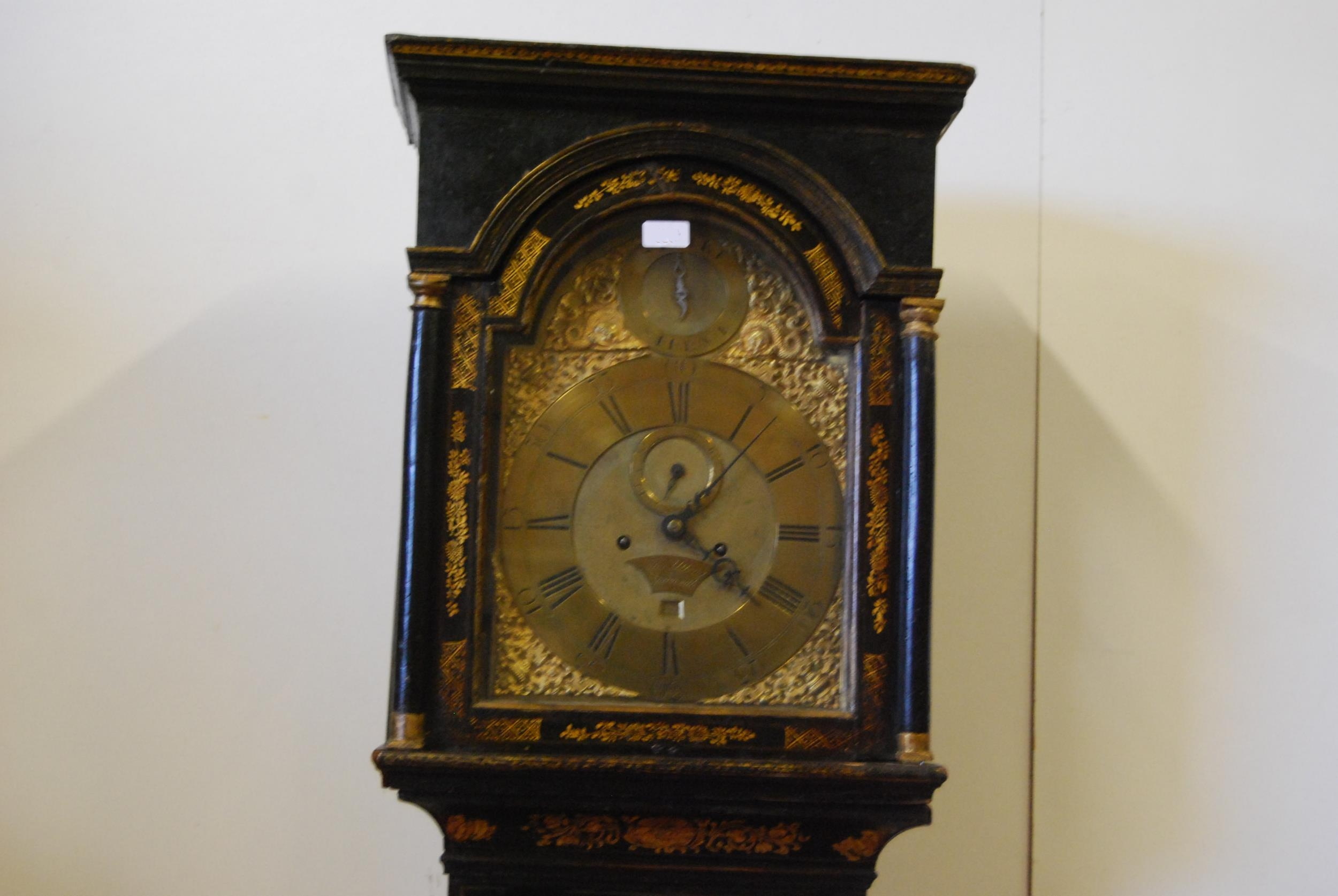 Mid 18th century chinoiserie eight day longcase clock, the 12in dial signed Thos Utting, Yarmouth, - Image 8 of 8