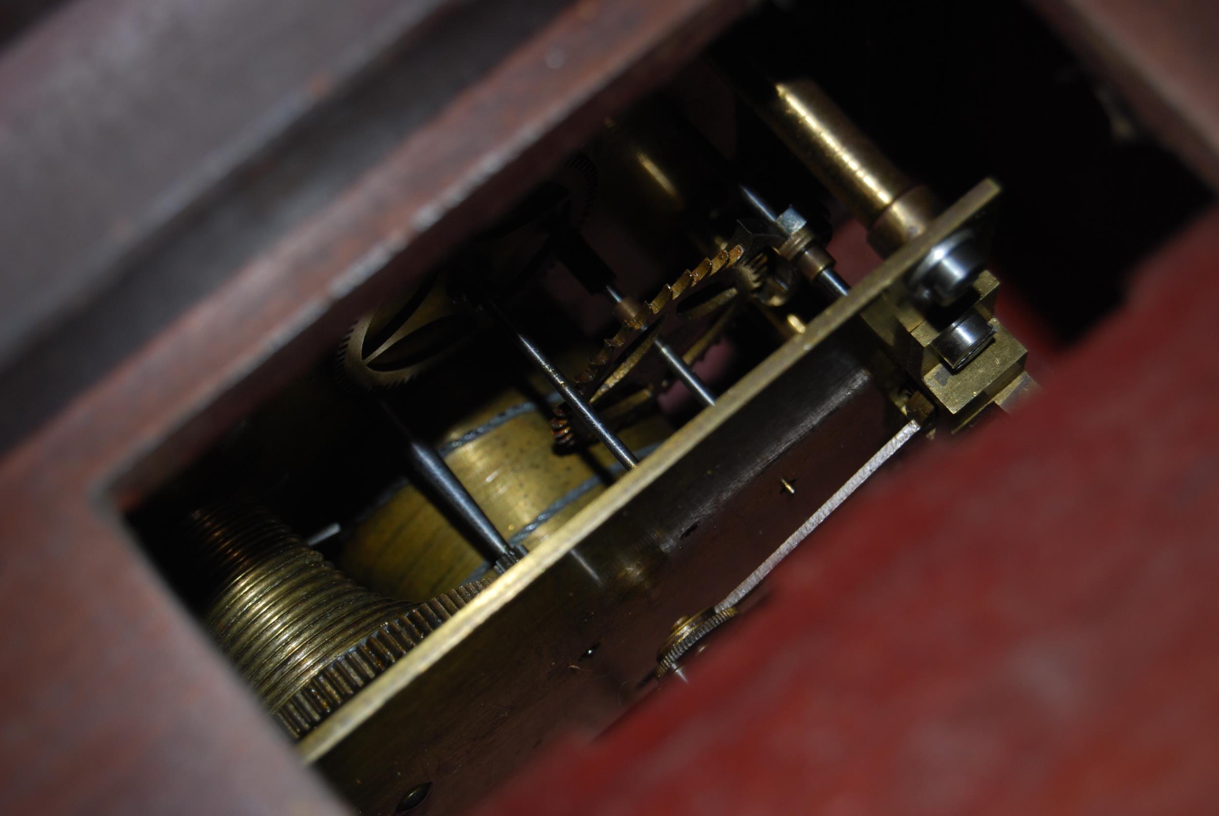 Early 20th century mahogany Post Office wall clock with fusee movement, 40cm diameter. - Image 9 of 9