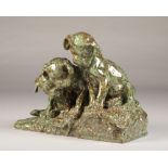 George Lucas Vacossin (French 1870-1942) French pottery figurine group of three bulldog puppies