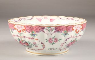 Famille Rose hand painted Chinese bowl, decorated with peonies, diameter 29.5cm, height 12.5cm