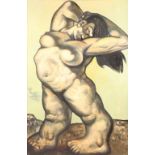 Peter Howson OBE (Scottish Born 1958) ARR Framed print on canvas, signed 'Pastoral Nude'1992' 80cm X