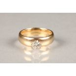 Ladies 14 carat gold diamond solitaire ring set with 0.4 carat brilliant cut diamond ring size O,