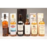 Six assorted bottles of single malt scotch whisky Glen Coulmony 10 year old, single malt 70cl 40%