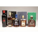 Five assorted bottles blended scotch whisky all in presentation boxes Cutty Sark 25 year old 700ml