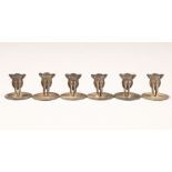 Set of six continental silver novelty place settings/menu holders in the form of ladies derriere