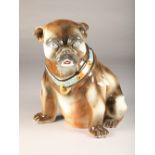 19th/20th Century large ceramic stick stand, in the form of a sitting bulldog, height 52cm (hairline