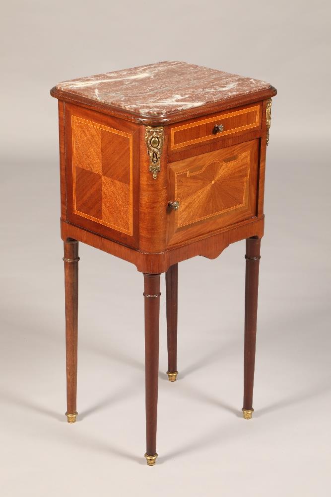 French style rouge marble topped kingwood pot cupboard with applied gilt metal mounts, raised on - Image 4 of 4