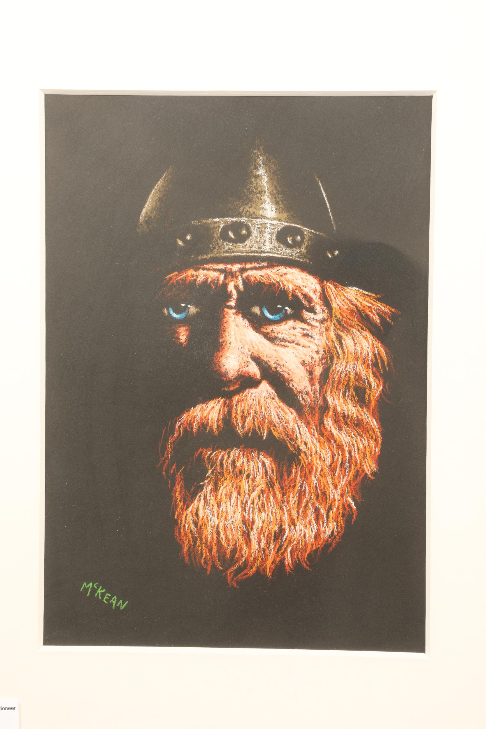 Graham McKean (Scottish Born 1962) ARR Framed pastel on paper, signed 'Portrait of a Viking' 28cm - Image 2 of 3