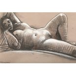 Peter Howson OBE (Scottish Born 1958) ARR Framed mixed media, signed 'Reclining Nude Study' 30cm X