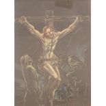 Peter Howson OBE (Scottish Born 1958) ARR Framed mixed media, signed 'Crucifixion' 28cm X 20cm
