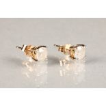 Pair of ladies diamond stud earrings, each stone 0.5 carats set in 9 carat yellow gold