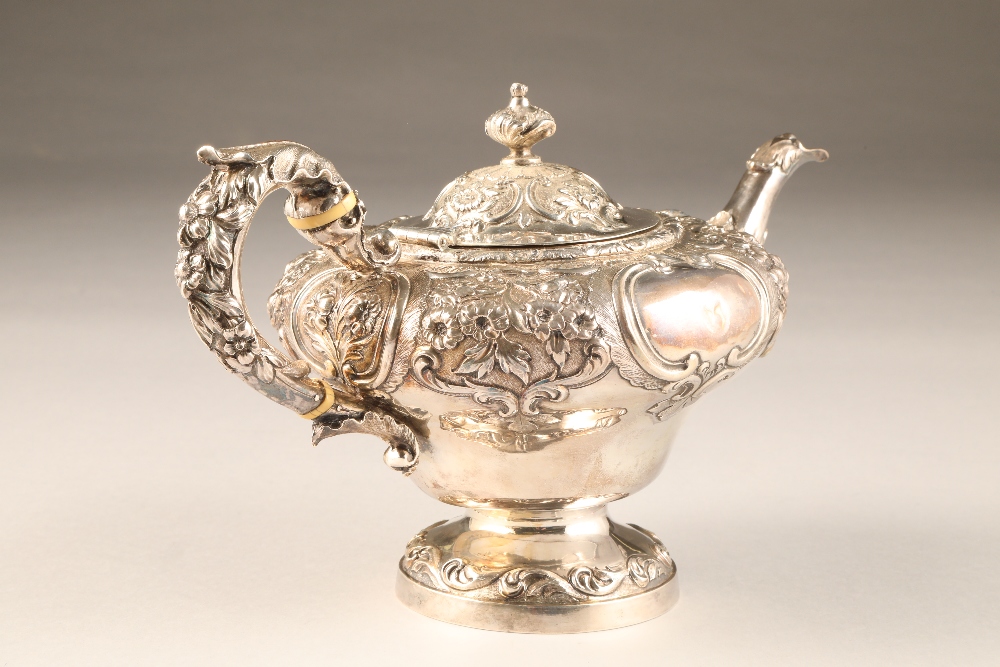 Victorian three piece silver tea service comprising of a teapot, sugar bowl and cream jug, with - Image 4 of 12