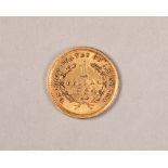 Gold American one dollar coin dated 1854