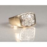 Gents diamond set signet ring, unmarked yellow gold set with two 0.5 carat diamonds, four 0.25 carat