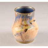 Carlton ware lustre vase, decorated with sketching bird pattern circa 1930's height 16cm
