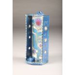 Royal Copenhagen ceramic wall sconce, rectangular form, decorated in blue stylised flowers, N'455/