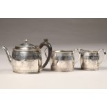 Victorian silver three piece tea for one set, assay marked Sheffield 1876 by William and Henry