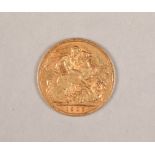 Edwardian full gold sovereign dated 1905