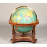 Georama limited terrestrial globe scale 1:17,000,000 mounted on a rosewood stand raised on bun