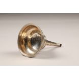 George III silver wine funnel, assay marked London 1780, engraved family crest, length 12cm,