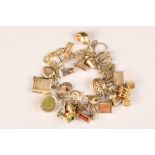 Ladies 9 carat gold charm bracelet, with twenty-six assorted charms, weight 58g