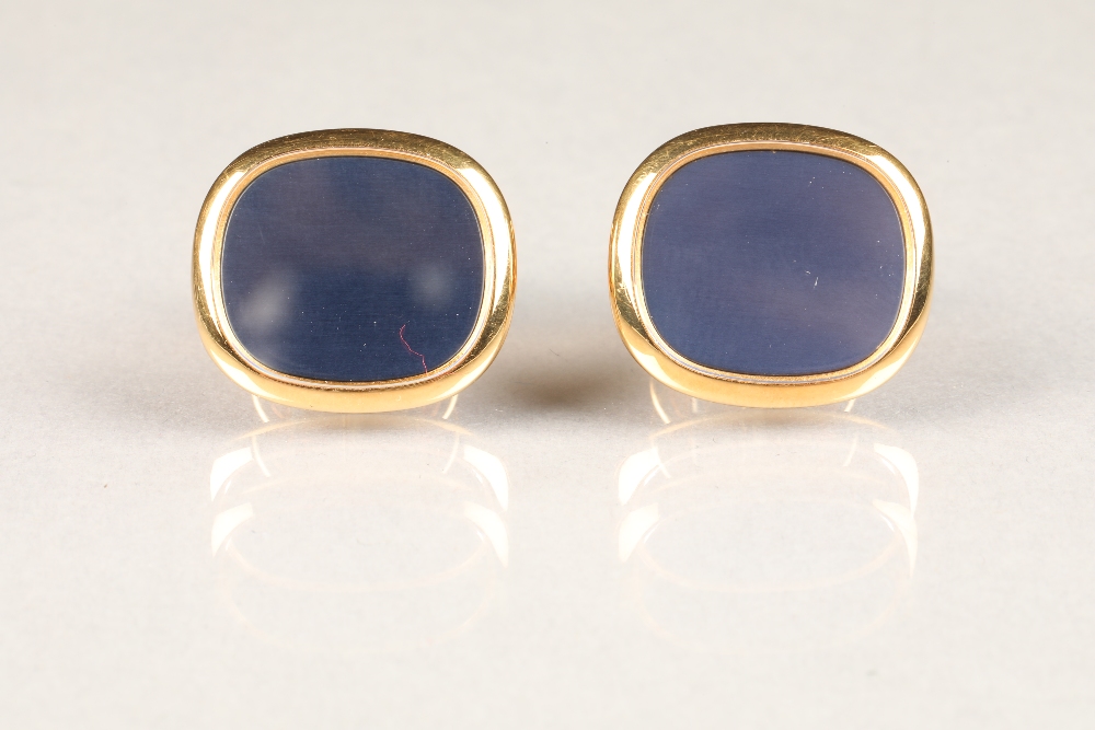 Boxed pair of Patek Philippe 18 carat gold cuff links, dark blue facias to match watch dial, - Image 3 of 6