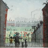 Nick Holly (Welsh Contemporary) ARR Framed oil on board, signed The Football Match 20cm x 20cm
