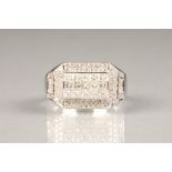 18 carat white gold gents diamond ring set with, princess and brilliant cut diamonds,