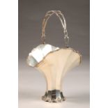 Edwardian silver posy basket, of faceted form with swing handle, assay marked Birmingham 1908 by