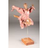 Walter Awlson (Scottish born 1949) Pottery sculpture of a ballet dancer mounted on a wooden stand