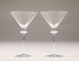 Boxed pair of Bvlgari, Rosenthal glass cocktail glasses (never used) height 18.5cm