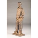 Walter Awlson (Scottish born 1949) Bronzed pottery sculpture of a boy numbered 18/75 height 58cm