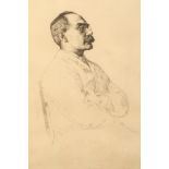 William Strang (Scottish Born 1859-1921) Gilt framed etching - signed 'Rudyard Kipling' 37cm X 26cm