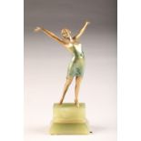 Josef Lorenzl (Austrian1892-1950) Art Deco painted bronze of a young lady with outstretched arms,