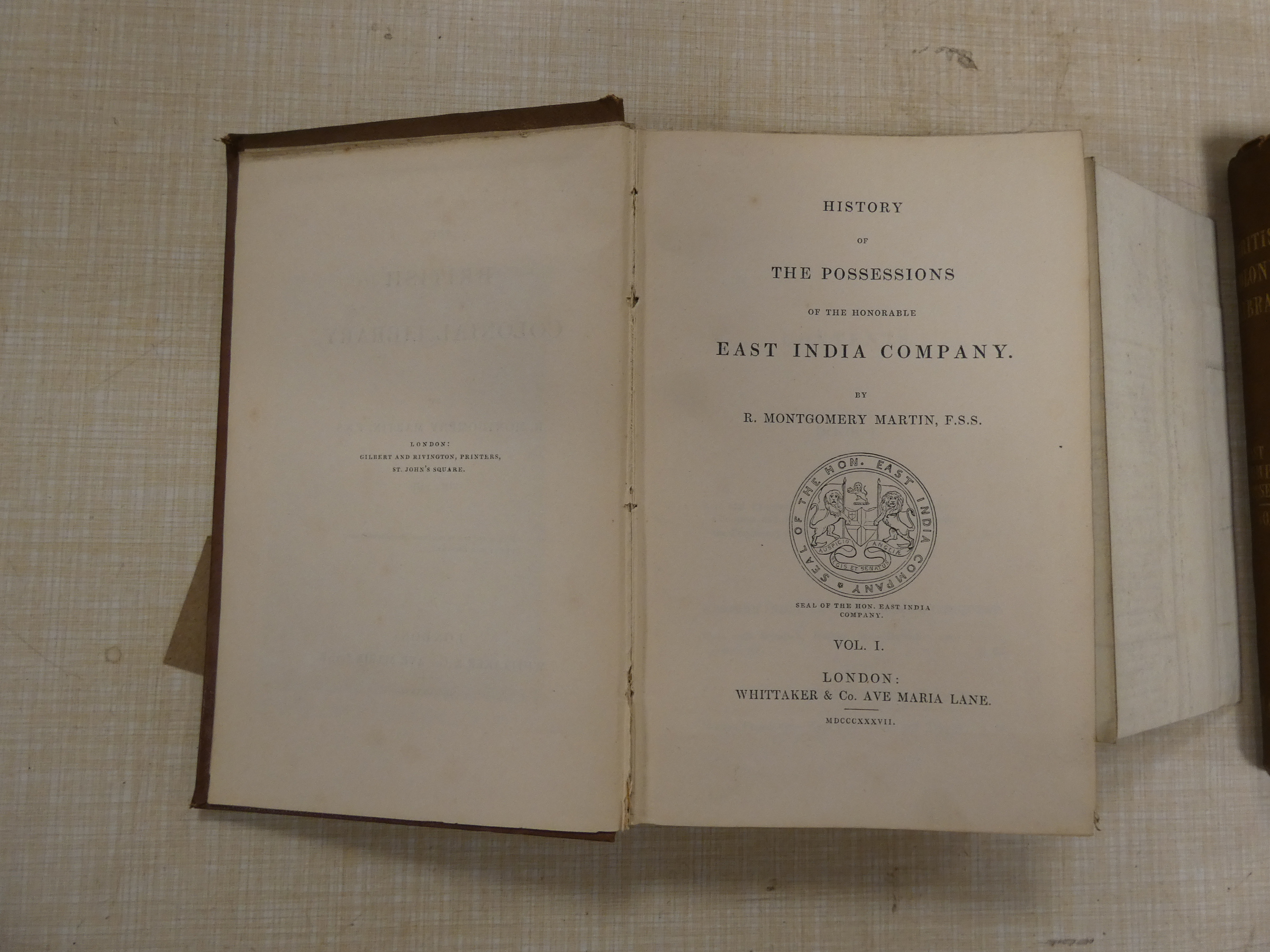 MONTGOMERY MARTIN R.  History of the Possessions of the Honorable East India Company. 2 fldg. eng. - Image 2 of 6