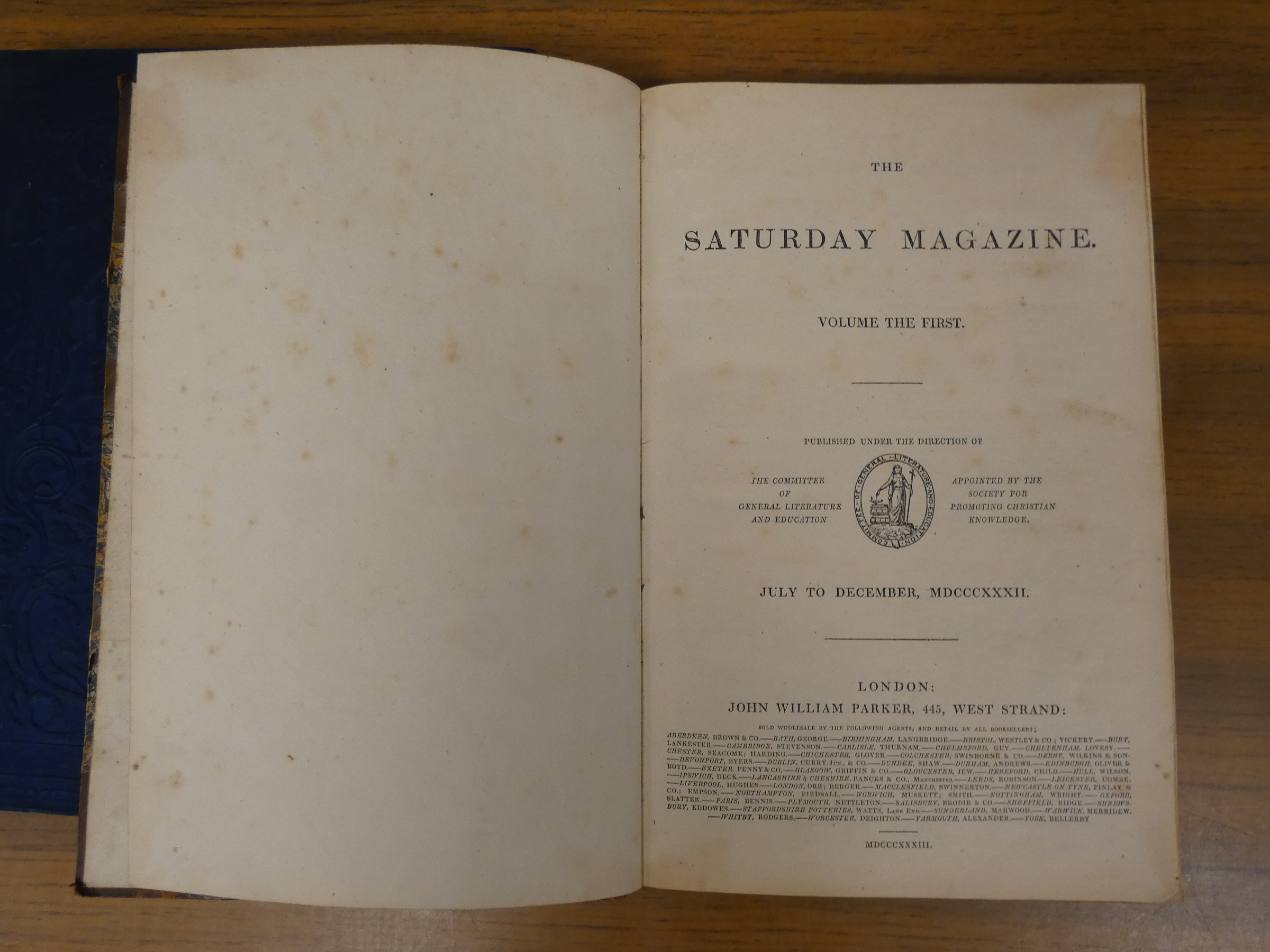 The Saturday Magazine.  Volume The First. Bound vol. containing nos. 1 to 32. Eng. illus. Small - Image 3 of 4