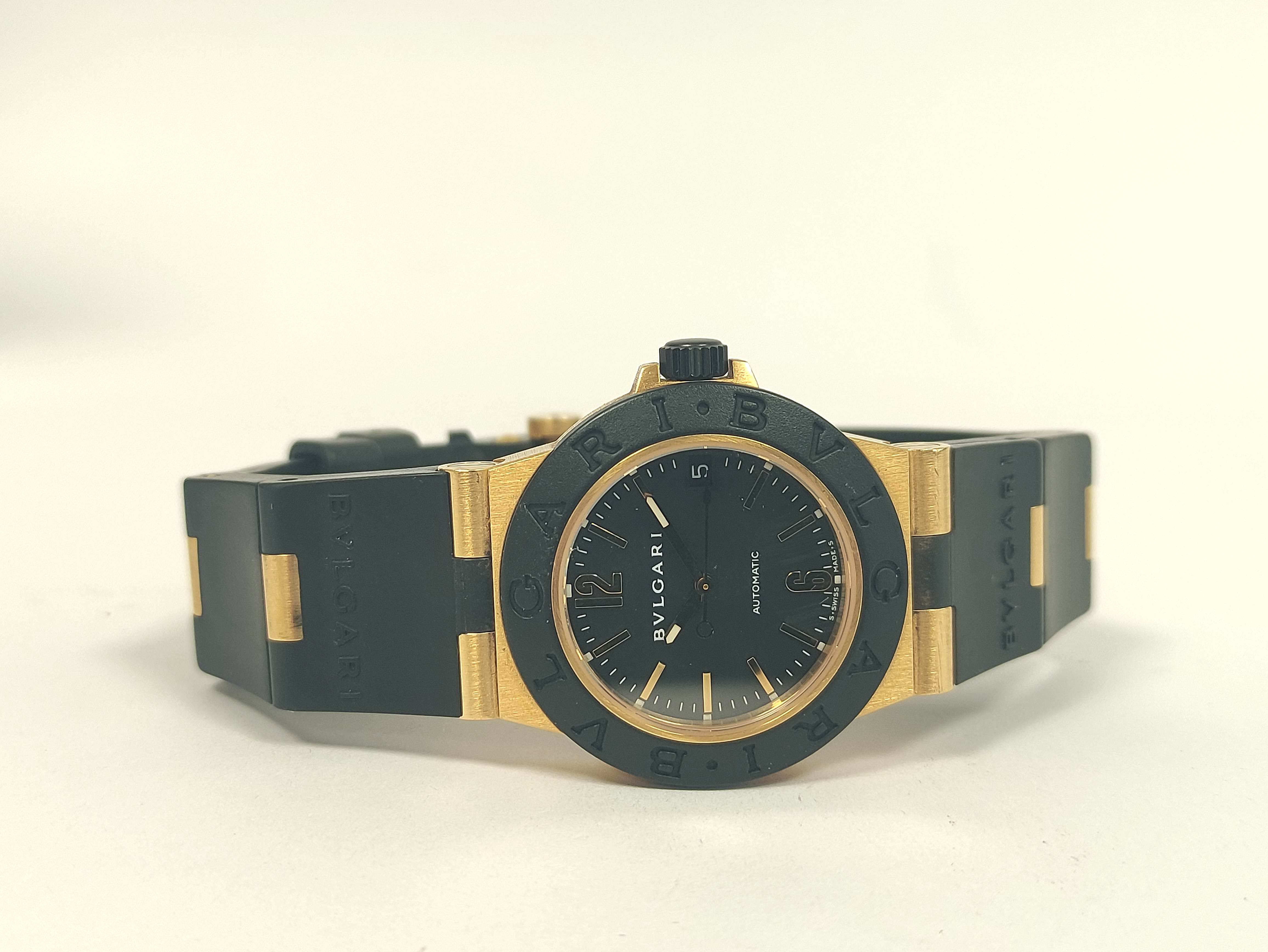 Bulgari AL32 automatic watch, 18ct gold and butyl, with receipt and other items, in box. - Image 2 of 8