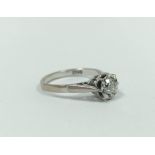 Diamond solitaire ring with brilliant, approximately .3ct, in white gold, '18ct', size 'K'.