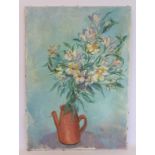 Stella Steyn (Irish 1907-1987) Still life of alstroemeria in a terracotta jug Oil on canvas,