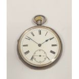 Keyless lever watch by Croft, Coventry, three quarter plate with over coil spring in silver open
