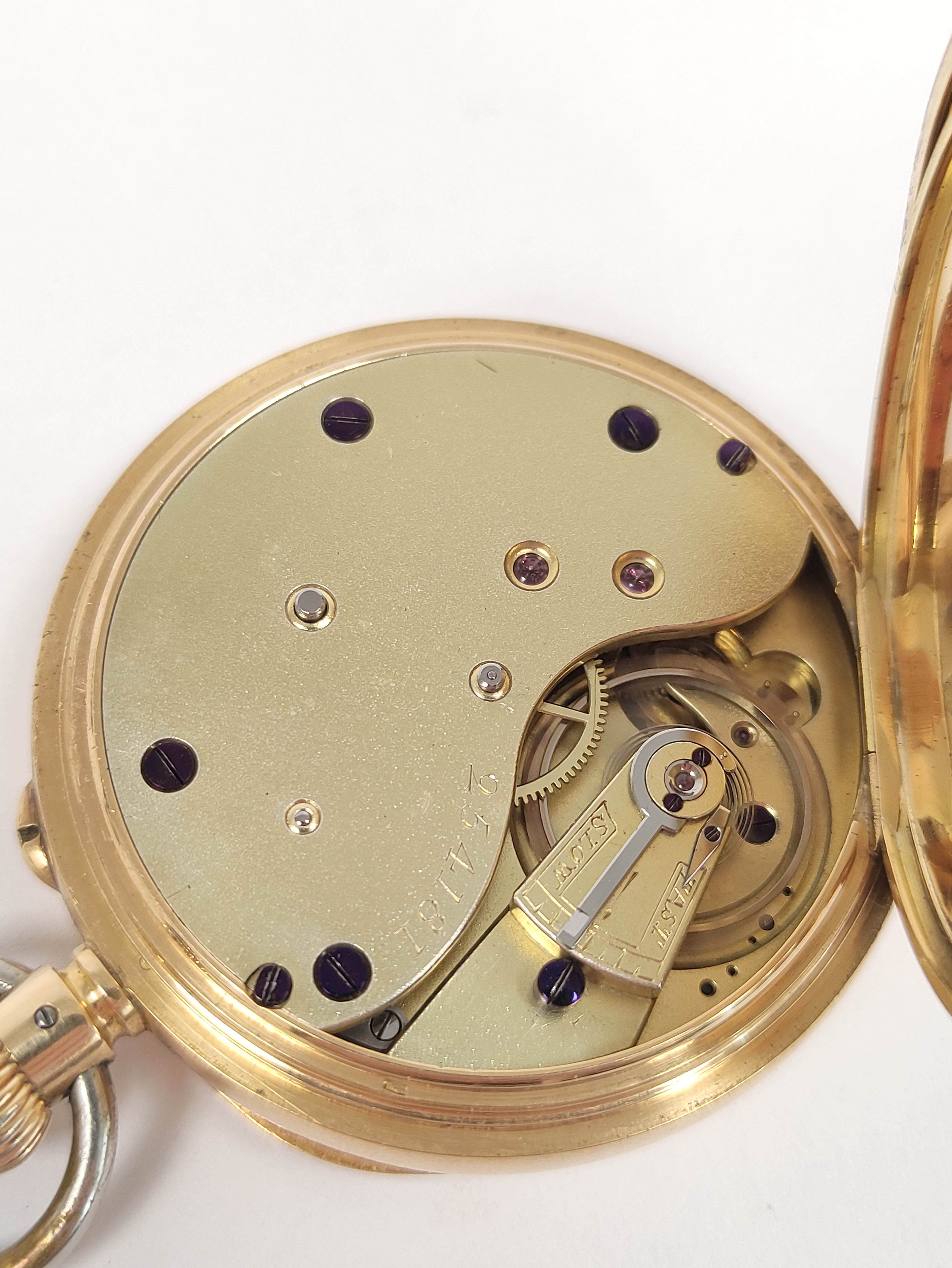 Swiss lever chronograph, unsigned, no. 254181, frosted gilt movement in Swiss 18ct gold, openface - Image 4 of 6